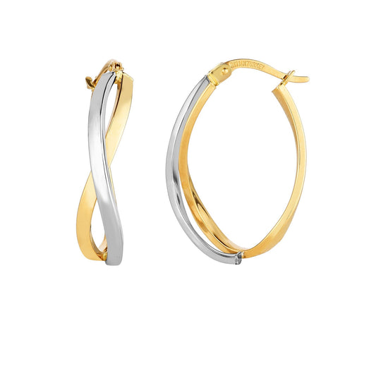 14K Gold Yellow & Twisted Hoop Earring