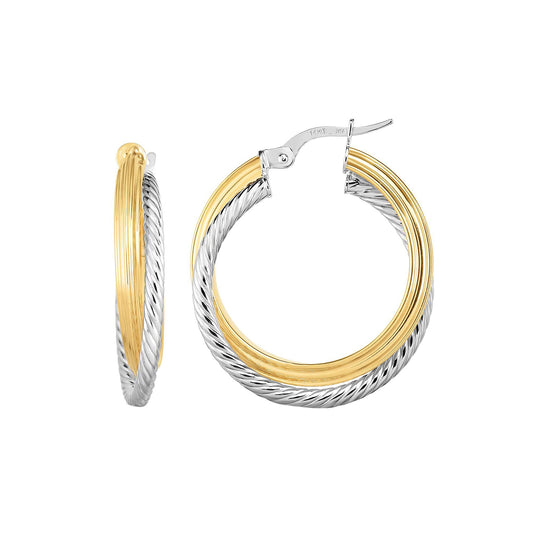 14K Gold Yellow & Polished & Twist Hoop Earring