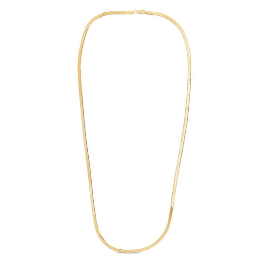 14K Gold Polished Beveled Herringbone Chain Necklace with Lobster Clasp