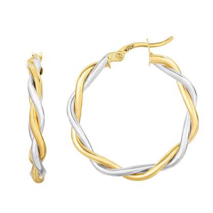 10K Two-tone Gold Polished Twist Hoop Earring